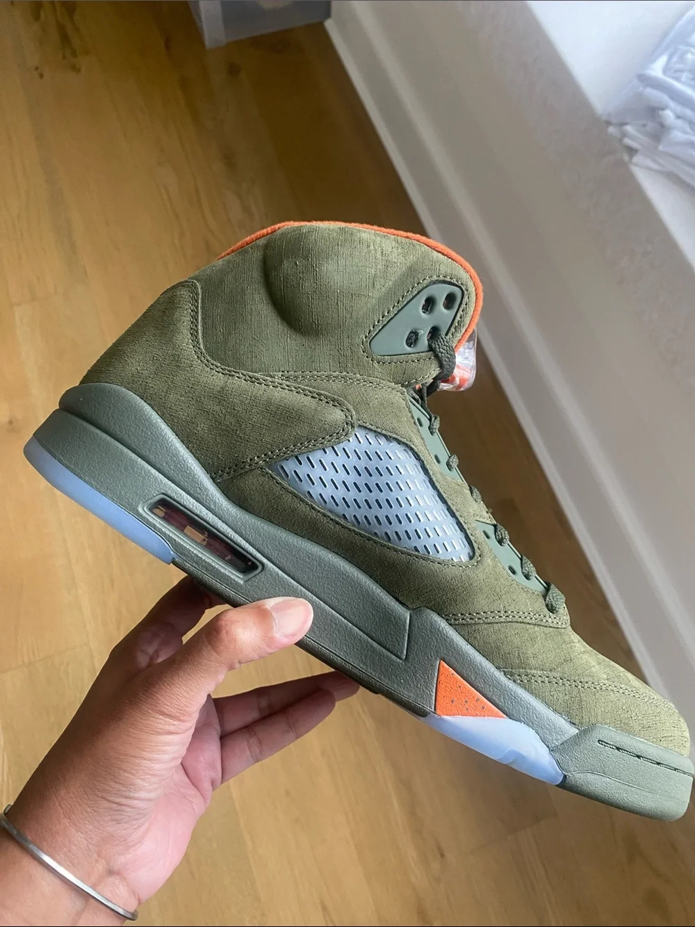 Jordan Olive Green and Orange Men’s Basketball Sneakers